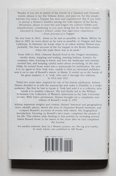 Journal of a Trapper: A Hunter’s Rambles Among the Wild Regions of the Rocky Mountains, 1834-1843
