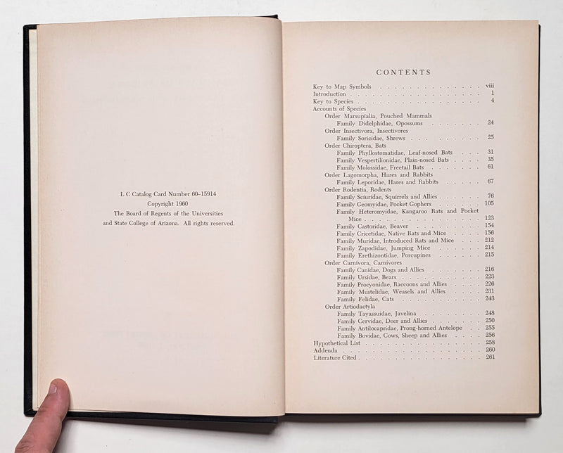 The Recent Mammals of Arizona: Their Taxonomy and Distribution