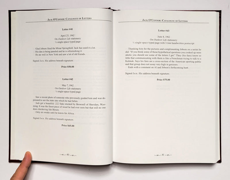 Jack O’Connor: Catalogue of Letters