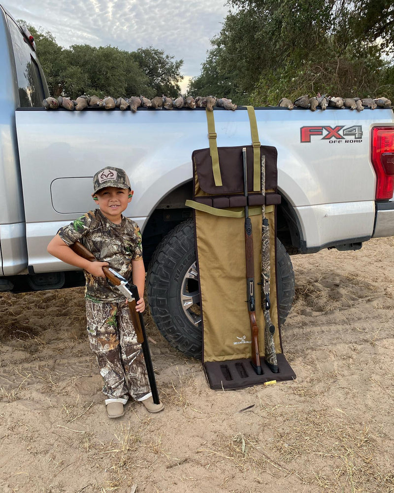 Ultimate Shotgun Rest: Tan and Brown with Barrel Cover
