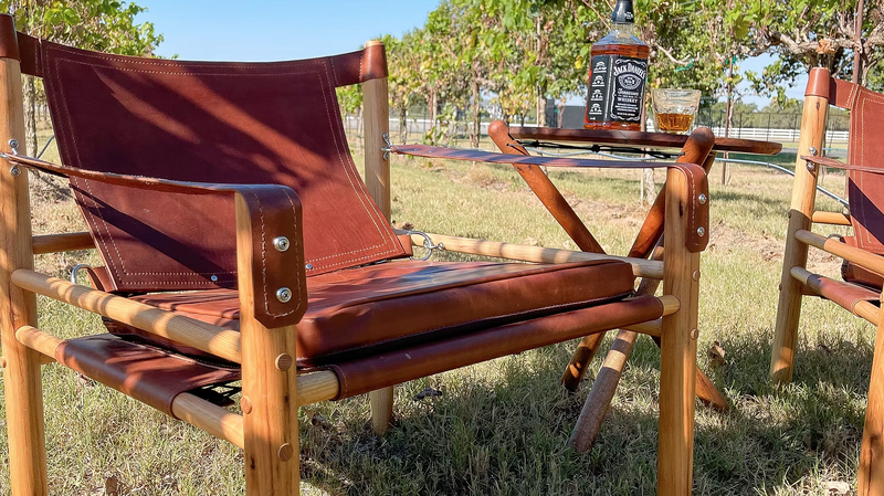 Cognac Latigo Leather Safari Chair