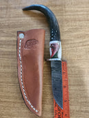 Turkey Scrimshaw Damascus Knife