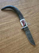 Turkey Scrimshaw Damascus Knife