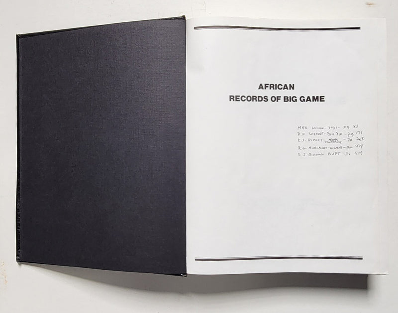 Rowland Ward’s African Records of Big Game