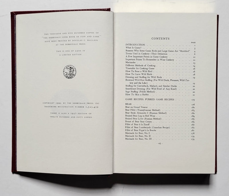 The Derrydale Cook Book of Fish and Game Volume I and Volume II