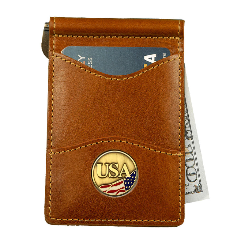 Saddle Tan Money Clip/Wallet (USA Medallion)