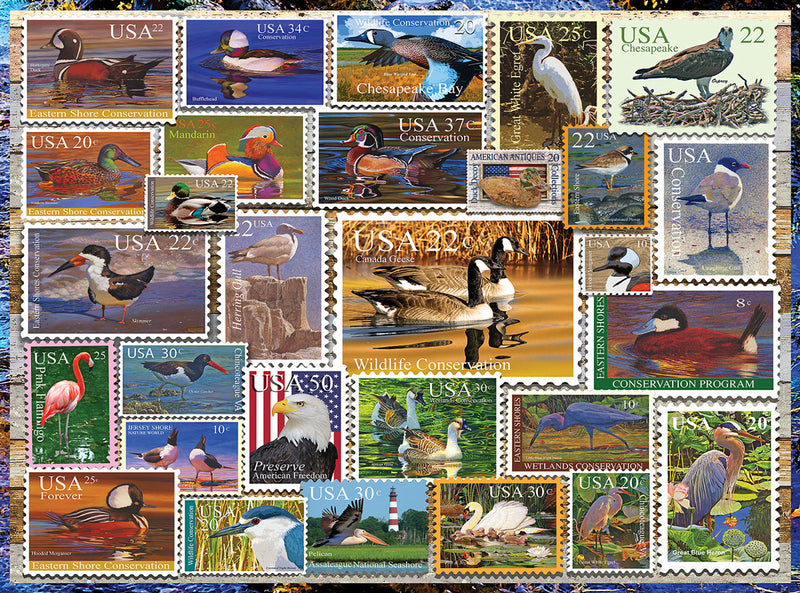 Birds of Our Shores Stamps 1000 Piece Jigsaw Puzzle