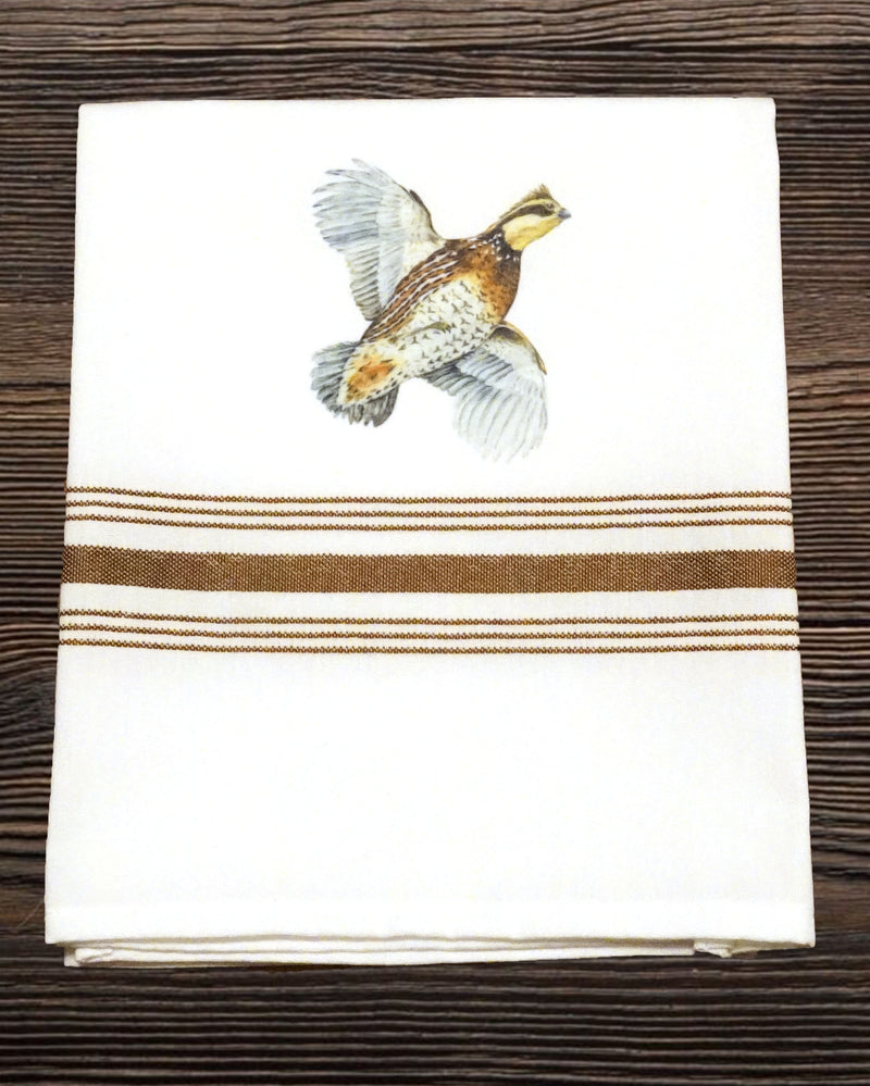 Bistro/Farmhouse Napkin with Brown Stripes: Upland Birds (Set of 6)