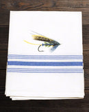 Bistro/Farmhouse Napkins with Blue Stripes: Assorted Fishing Flies (Set of 6)