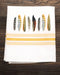 Bistro/Farmhouse Napkin with Gold Stripes: Pheasant Feathers (Set of 6)