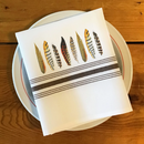 Bistro/Farmhouse Napkin with Brown Stripes: Pheasant Feathers (Set of 6)