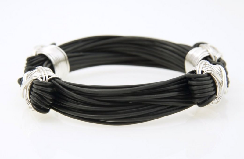 Lightweight Synthetic Elephant Hair Bracelet With Sterling Silver X-knots